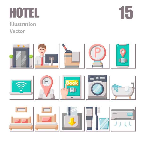 酒店图标套装2套图片下载