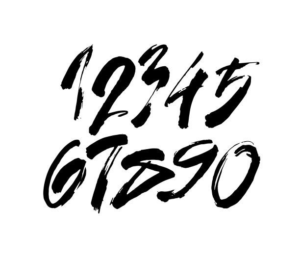 一套丙烯酸书法或墨水数字。ABC为您的设计，在白色背景上刷字母图片下载