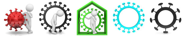 冠状病毒Covid-19冠状病毒大流行病毒标志警告标志帮助信息信息图标红黑绿蓝与白色感染病人棍子人询问思考研究科学家病毒学家3d渲染图片下载