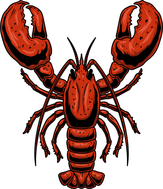 龙虾在雕刻风格的设计元素图片下载