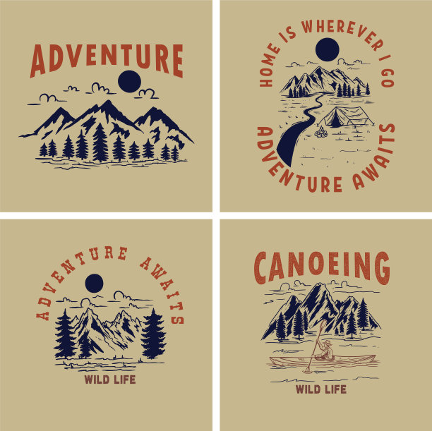 设置复古海报设计与山图片下载