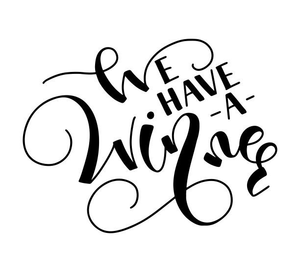 我们有一个赢家矢量插图与黑色字母孤立在白色背景。设计元素海报，照片叠加，贺卡，t恤印花和社交媒体。图片下载