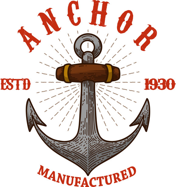 带有锚点设计元素的徽章模板图片下载