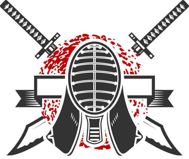 剑道头盔为剑道和交叉剑设计图片下载