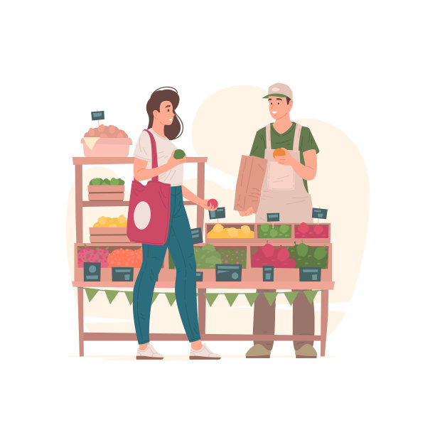 一个女人在市场上从一个男人那里买东西图片下载