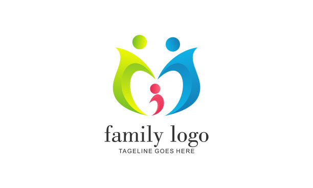 家长和孩子的家庭角色标志免费图片下载