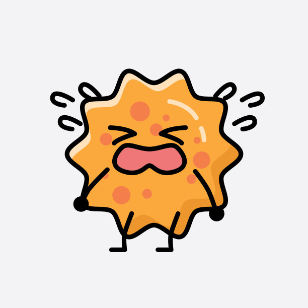 可爱的病毒吉祥物角色在平面设计风格图片下载