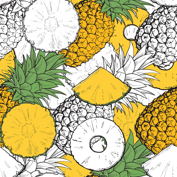 热带菠萝无缝图案用切片图片下载