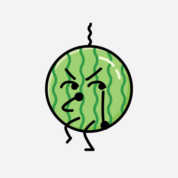 可爱的西瓜吉祥物人物在平面设计图片下载