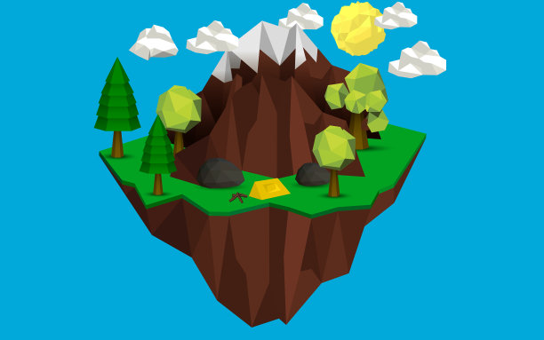 景观低聚石山和森林图片下载