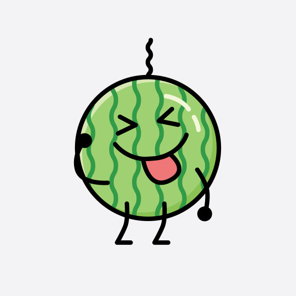 可爱的西瓜吉祥物人物在平面设计图片下载