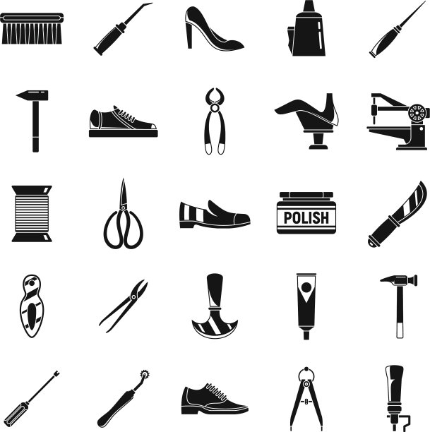 经典鞋修图标设置简单风格图片下载