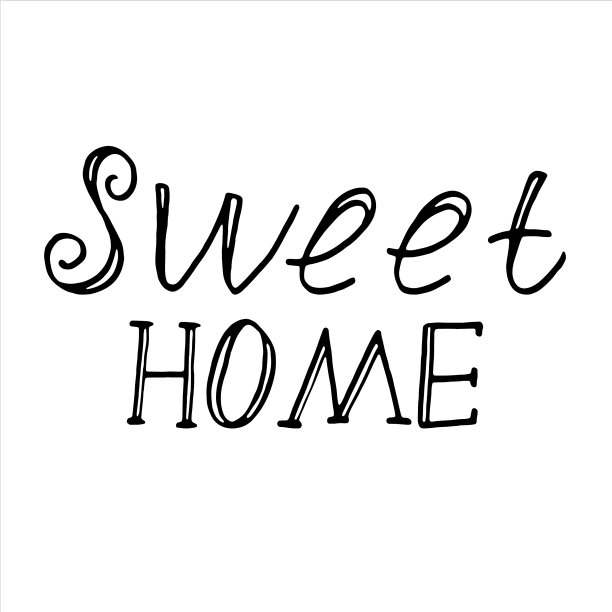 孤立的涂鸦元素文字可爱的家图片下载