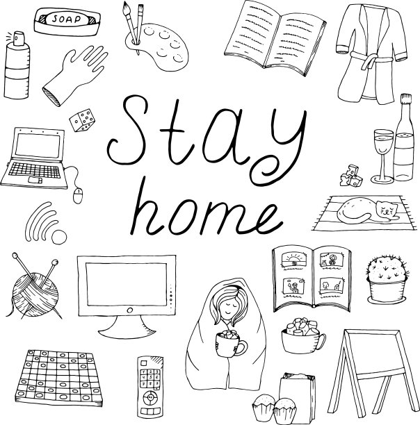 设置孤立的涂鸦元素留在家里做图片下载