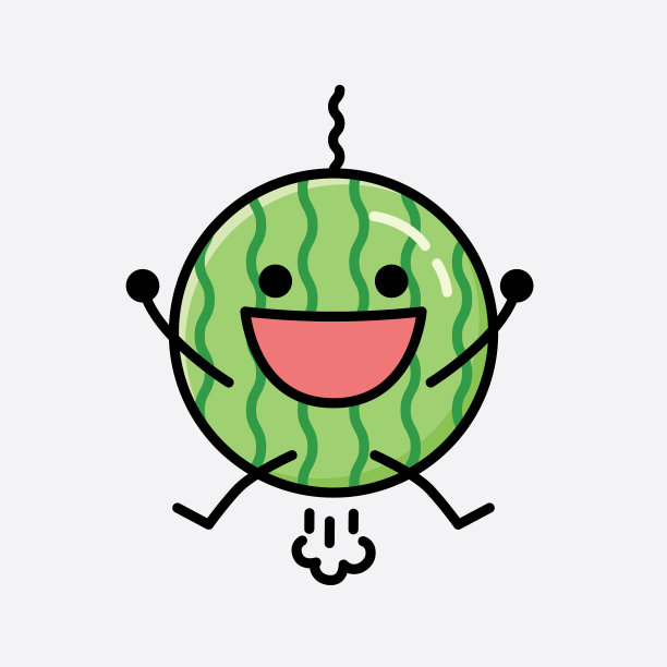 可爱的西瓜吉祥物人物在平面设计图片下载