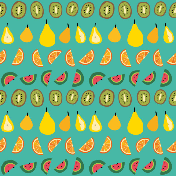 橘色猕猴桃、西瓜、青色梨片图片下载