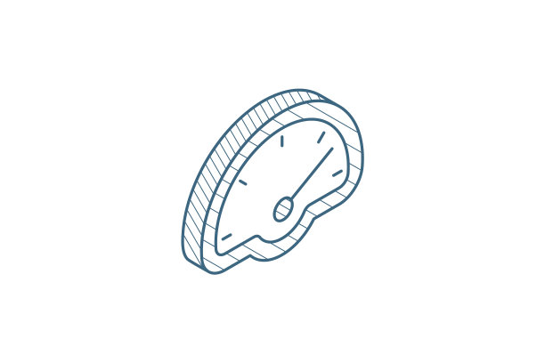 速度表仪表盘等距图标3d线艺术图片下载