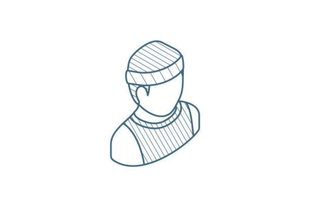 运动员跑步等距图标3d线艺术图片下载