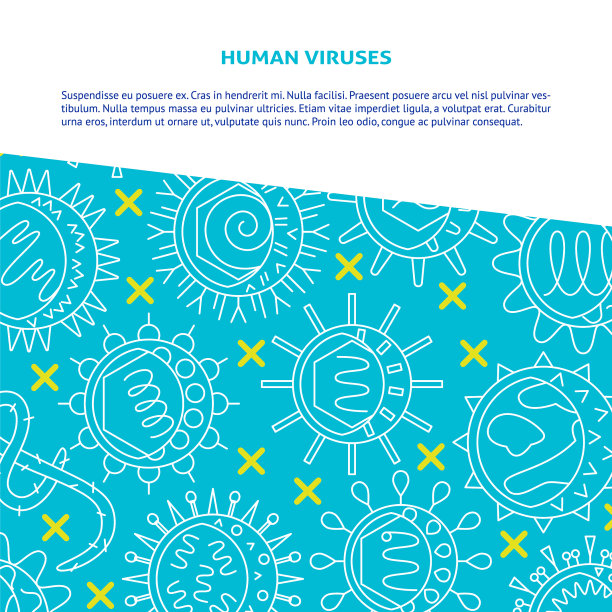 人类病毒以细线风格的横幅图片下载