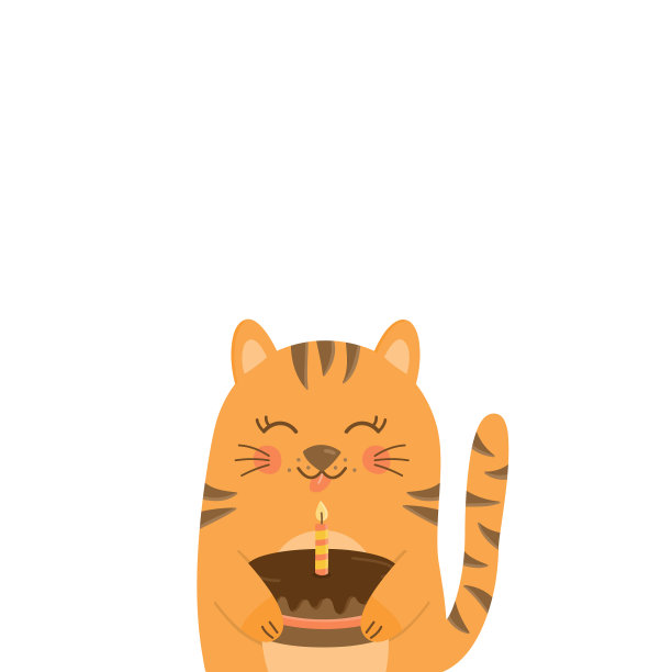 生日猫和蛋糕图片下载