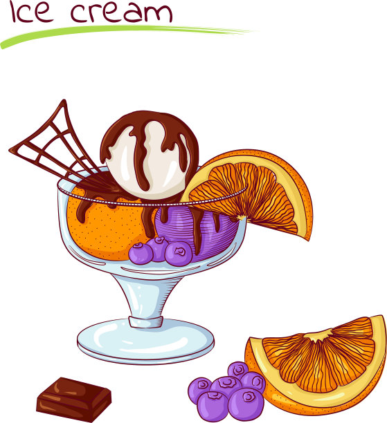 冰淇淋和橙子图片下载