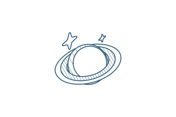 行星空间天文等距图标三维线艺术图片下载