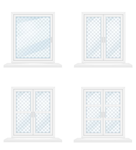 带窗台的白色透明塑料窗图片下载
