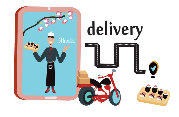 电子商务的智能手机和寿司图片下载