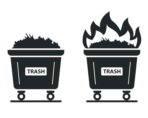 焚烧垃圾的图标容器图片下载