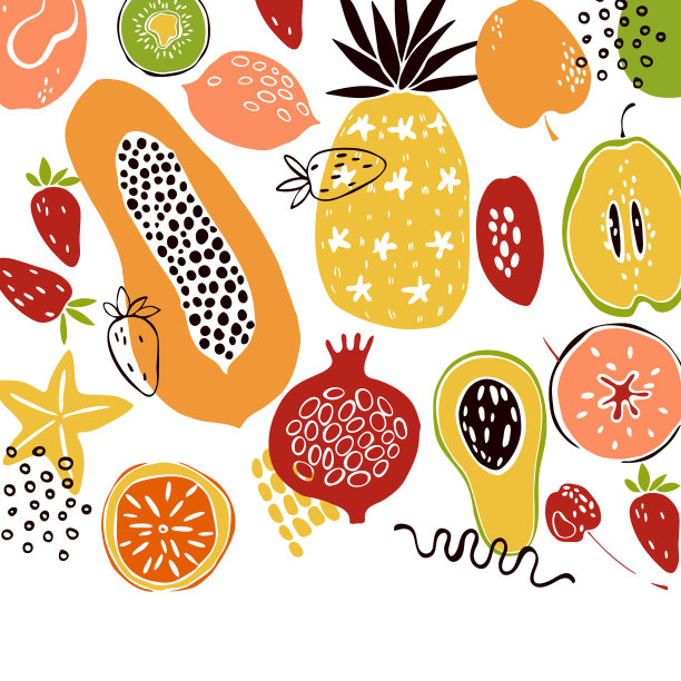 背景与手绘水果素描图片下载