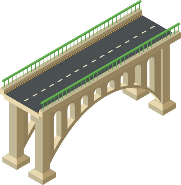 建筑桥梁图标等距风格图片下载