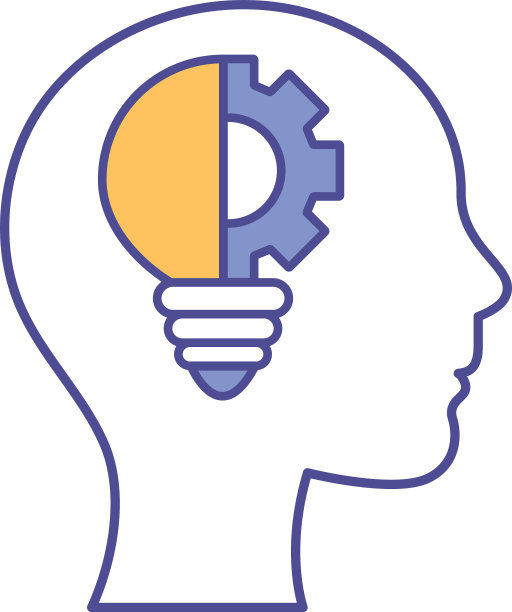 人的头部用灯泡和齿轮线填充图片下载