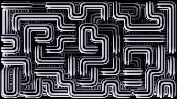 3d渲染，抽象几何背景与黑白线图片下载