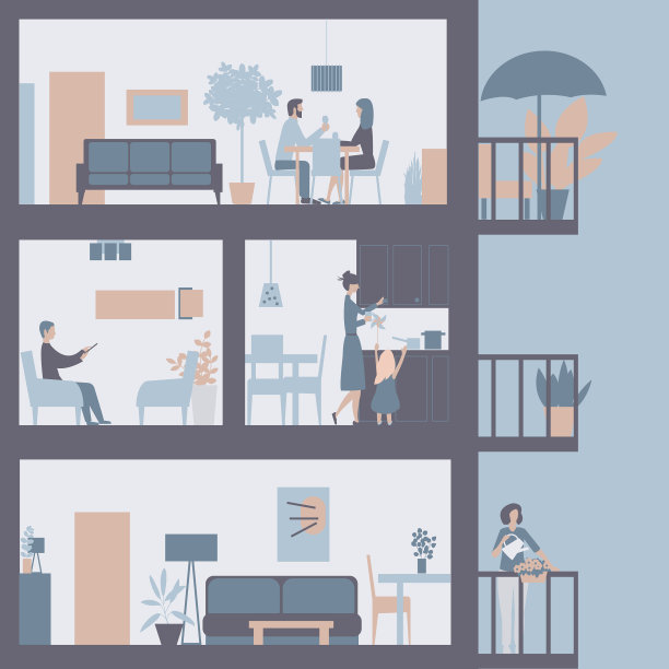 自我隔离的人在公寓公寓图片下载