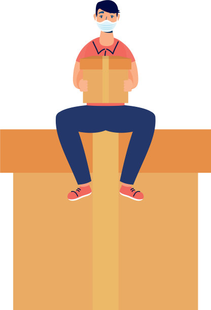 带面具和礼物设计的快递员图片下载