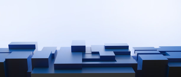 通讯技术数字几何形状的互联网业务和深蓝色的背景，未来概念，复制空间，横幅，网站，三维渲染图片下载