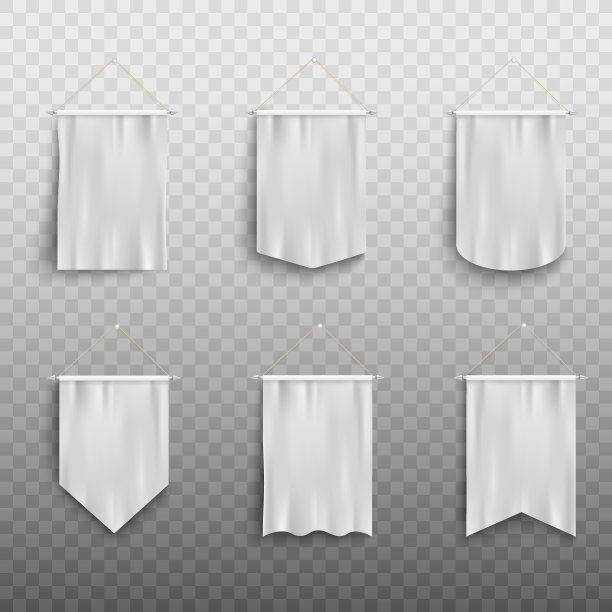 空白白色现实的三角旗模型集图片下载