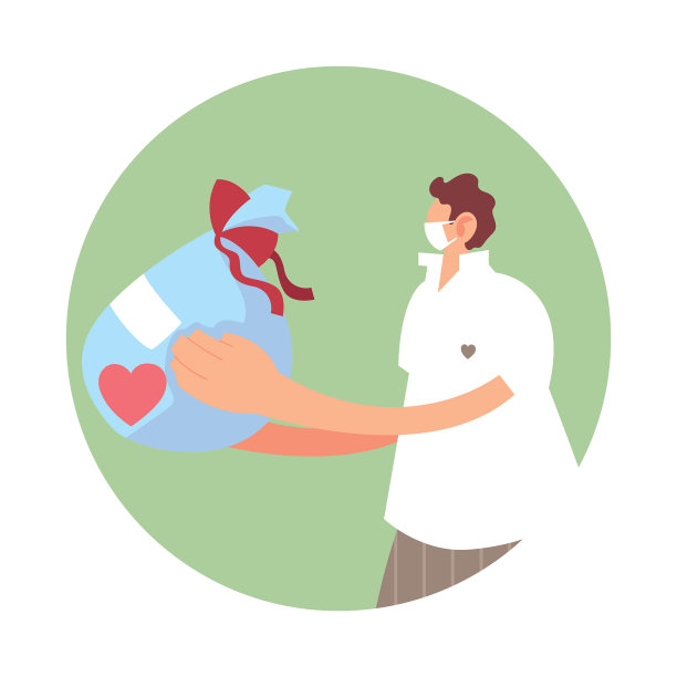 戴着面具和盒子捐赠的人图片下载