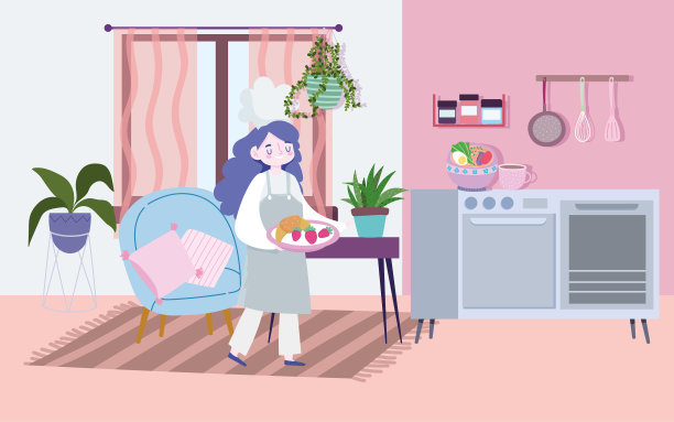 待在家里的女厨师图片下载