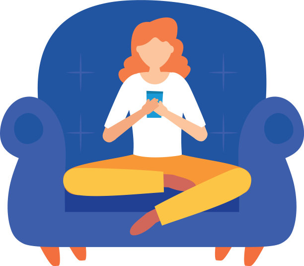 把智能手机放在椅子上的孤立女性化身图片下载