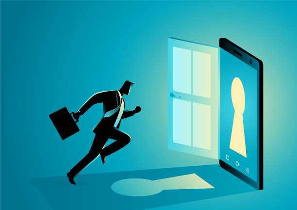 商人撞到了智能手机图片下载