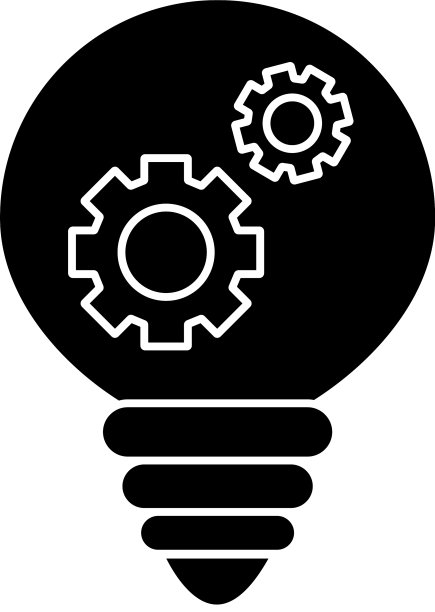 灯泡与齿轮剪影风格图标图片下载