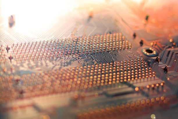 模糊的橙色背景在数字计算机技术风格。图片下载