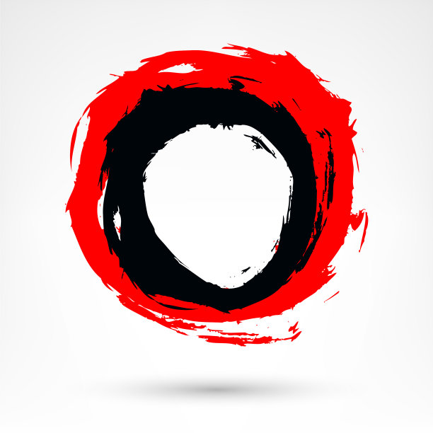 圈画笔笔触黑色和红色笔触图片下载