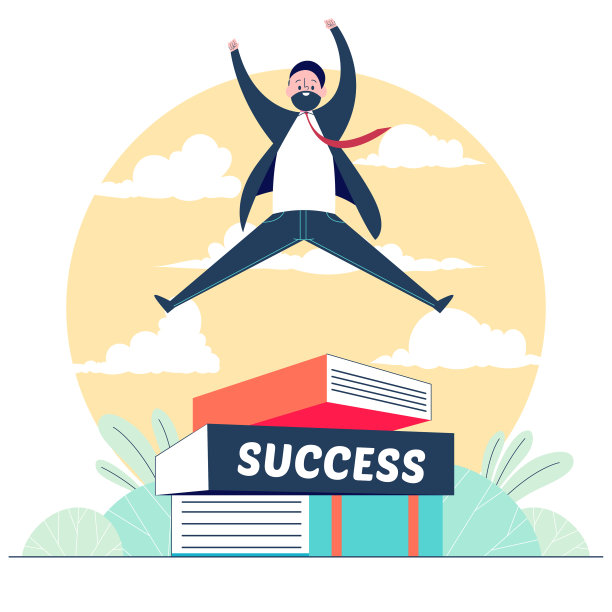 商人跳上书本图片下载