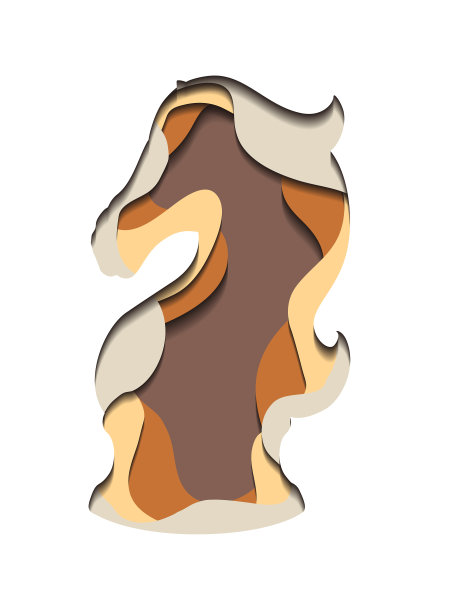 剪纸层骑士象棋马上白图片下载