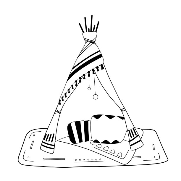 毛毯房子的轮廓，枕头和花环图片下载