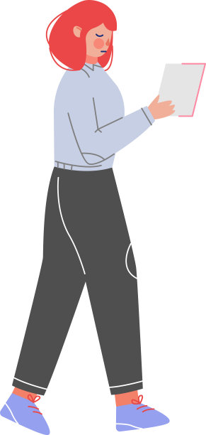 女性商业人物走在纸上图片下载