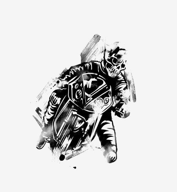 摩托车手在摩托车上手绘素描图片下载