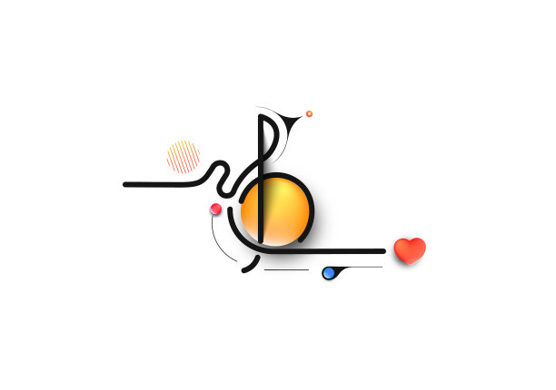 抽象音乐音符横幅设计平面线条艺术图片下载